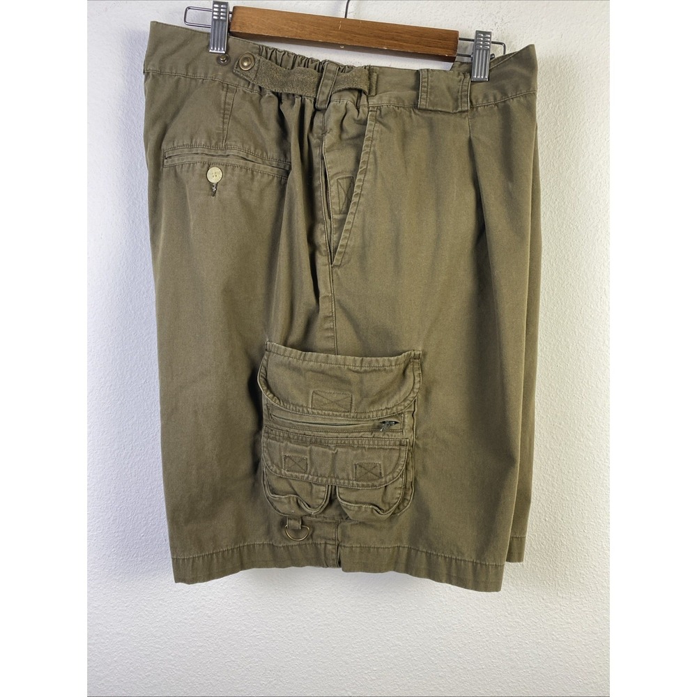 OuterRim Cargo Shorts Men 42 Brown Cotton Pleated Flex Waist Utility Hiking